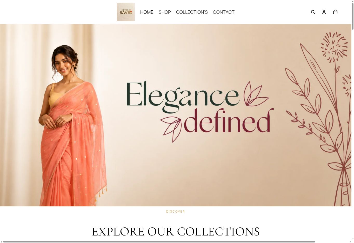 House of Savrii ecommerce landing page