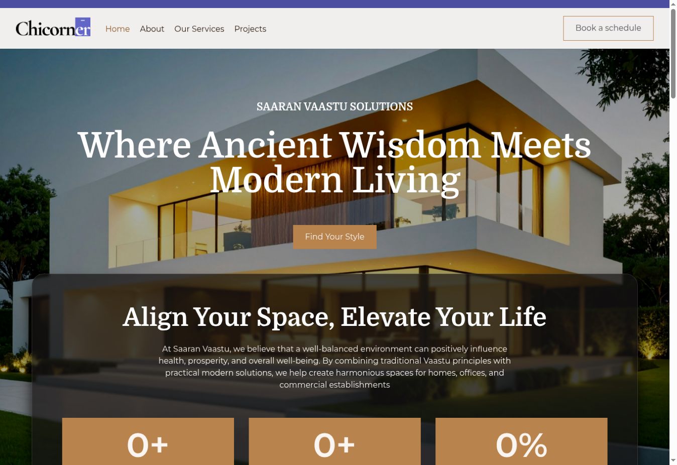 Saaran Vaastu professional services website landing page