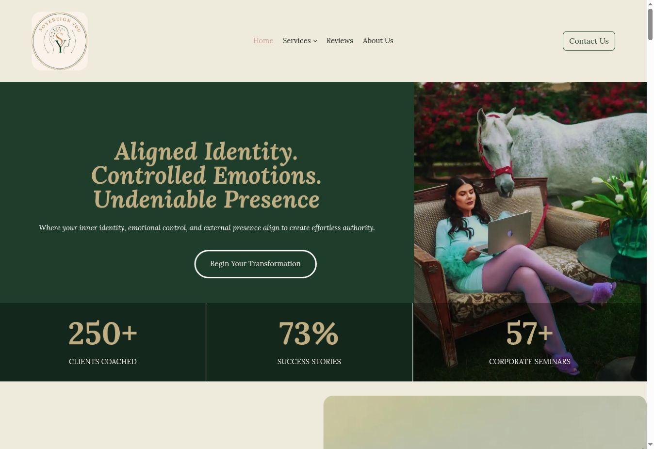 Sovereign You luxury consulting website landing page